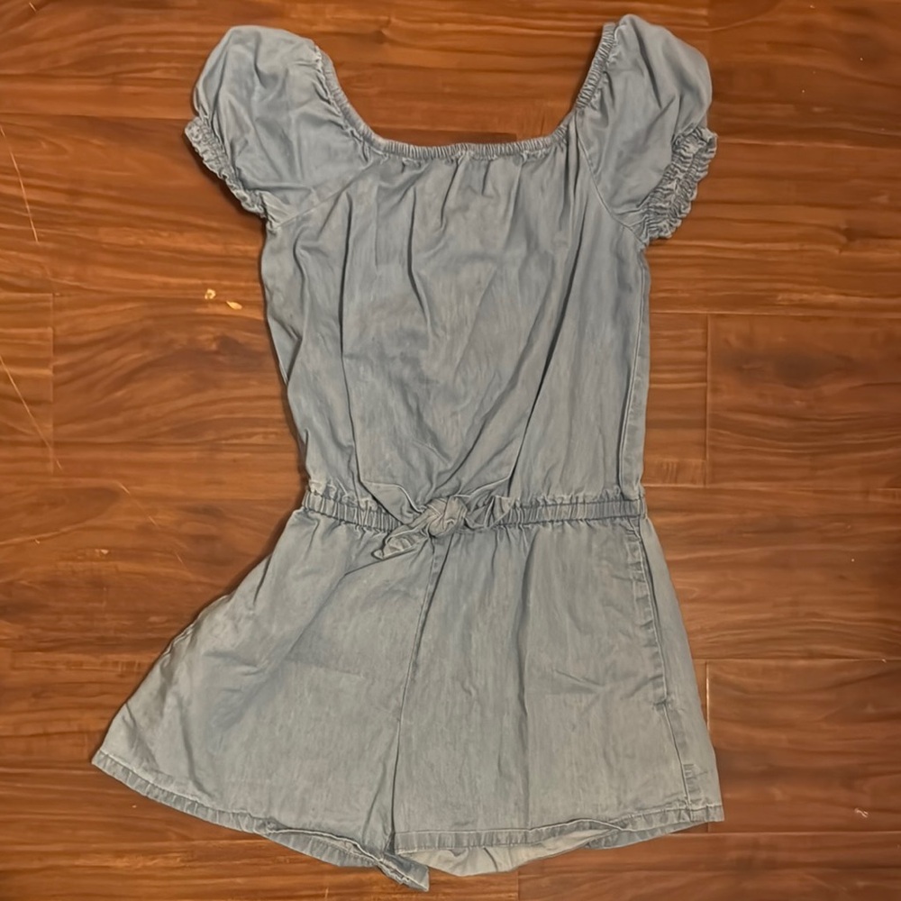 GAP Blue Jumpsuit with Off-the-Shoulder Neckline